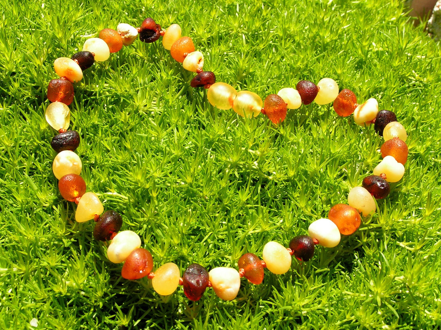 MULTI-COLORED RAW Round Beads - Baltic amber teething necklace - Natural organic amber stones