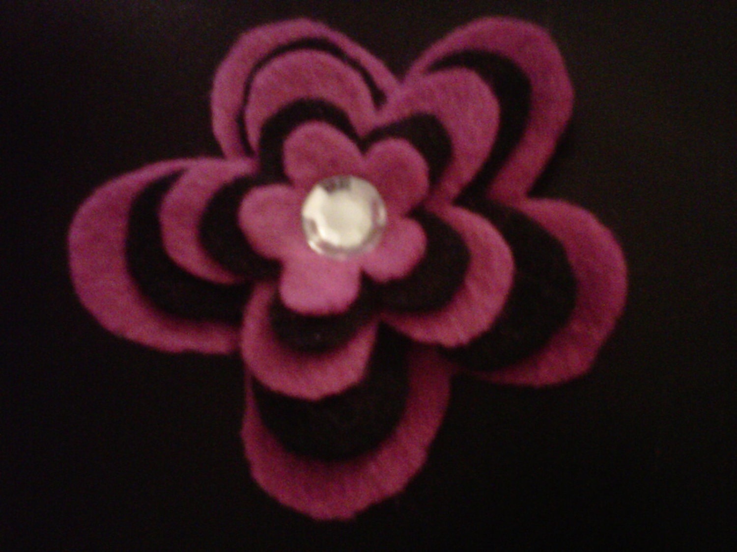 Valentine's DayFelt Flower Hair Clip in Hot Pink/Black with Rhinestone