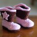 Crochet Baby Booties - Pink and Brown Boot Scoot'n Boots - Baby Cowboy Boots