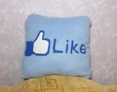 Facebook like Pillow - Decorative Pillows - Handmade Pillow - 12x12 Pillow - Blue Pillow - Geekery Pillow