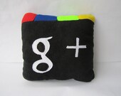 Pillow - Decorative Pillows - Handmade Pillow - Google Plus icon Pillow - 12x12 Black Geekery Pillow