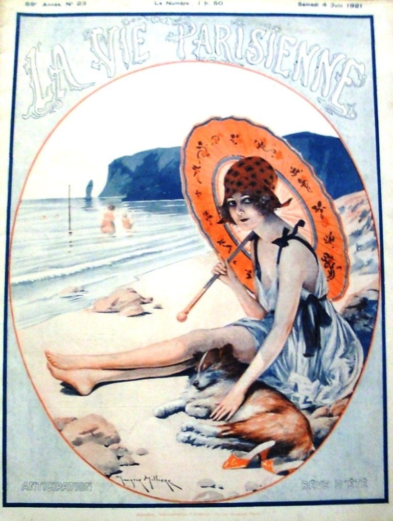 La Vie Parisienne, 1921 French Art Deco Bathing Beauty risque magazines