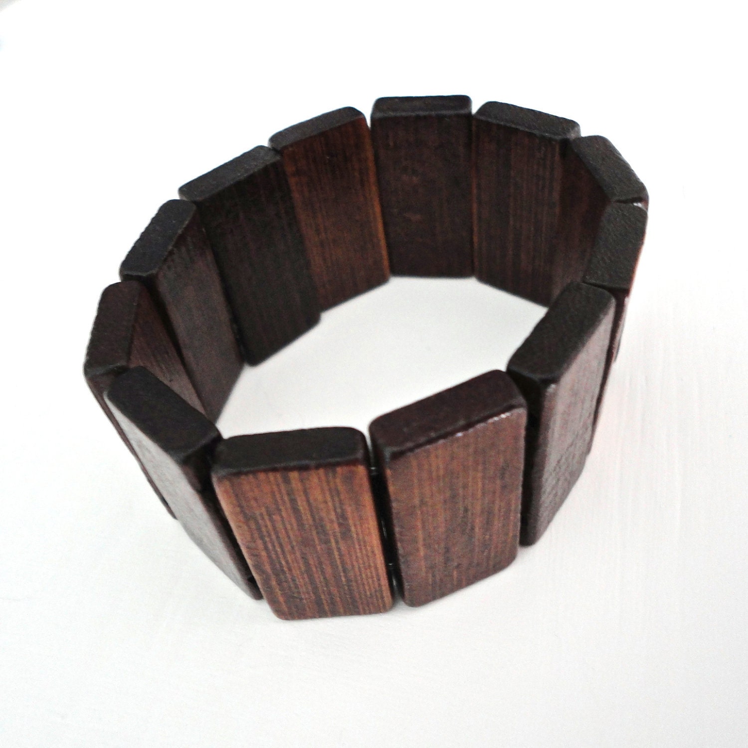 Dark Brown Wooden Bangle Cuff Bracelet