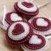 Round felt ornaments - set of 5 circles in red and white