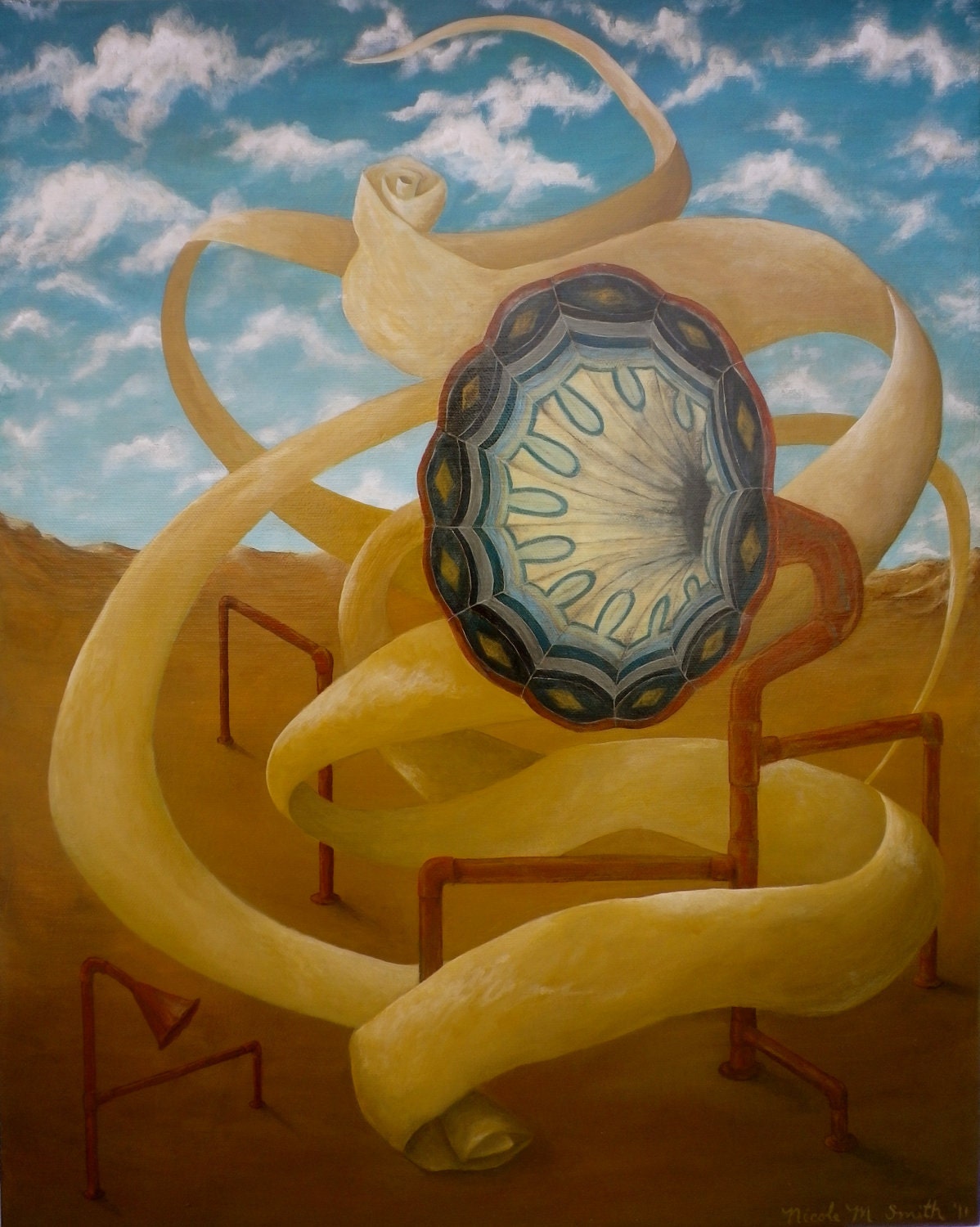 Music of the Earth - Altered Grammaphone original painting on canvas by Nicole Marie Smith
