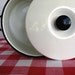 vintage stock pot - enamel - white with lid - 6 quart