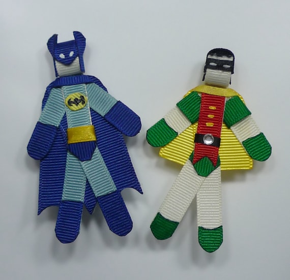 Batman and Robin Hair Clip Set (Hair Ribbon Sculpture)