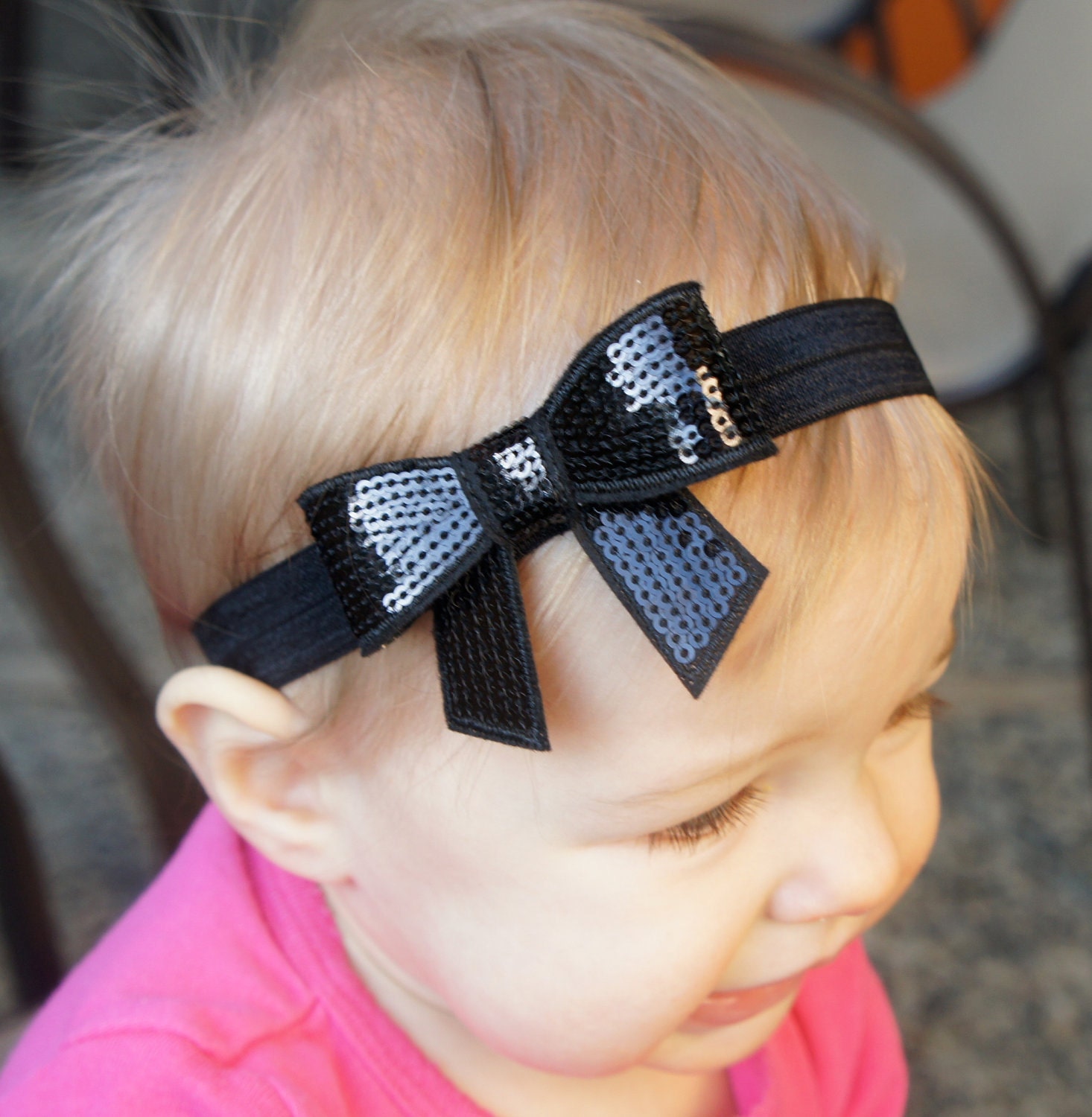 Items similar to SALE Black Bow Baby Headband Toddler Headband Child Black Headband Children