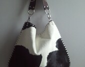 Large Calf-Skin and Milan Espresso Handmade Leather Handbag w/ Swarovski Crystal/Rivet Detail