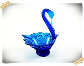 Blue Swan Glass Bowl