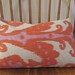 Orange Pink Lavender and Natural Ikat Lumbar Pillow 12 x 18