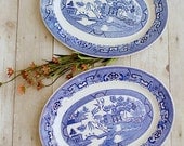 Blue Willow Homer Laughlin Serving Platter Oval Set, Vintage 1940's