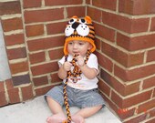 Tiger Hat BABY Size - NEWBORN - Auburn Orange and Navy