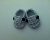 Baby Boy Booties - Modern Loafer Style Crochet - Pale Denim Blue - Choose your Size