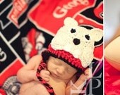 Georgia Bulldog Crochet Earflap Beanie - Choose Your Size - Great Photography Prop