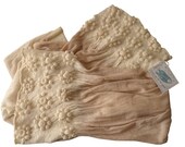 Floral Knit Shawl Wrap - soft earth tones ombre colors - Handcrafted flower-shaped volumes pattern by Texturable