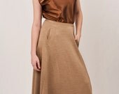 Beige maxi skirt, camel flowing skirt, two side slit pockets, neutral high quality wool, must-have look /// Ready to ship /// - texturable
