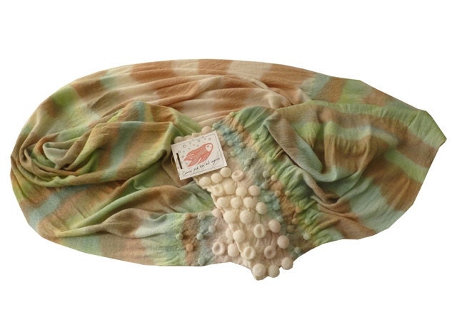 Multicolored Pashmina eco hand dyed with 3D texture in merino wool felt /// Made to order ///