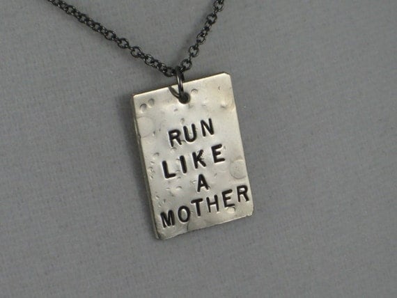 RUN LIKE a MOTHER Necklace - Running Mom Necklace on 18 inch gunmetal chain - Running Mom Jewelry - TheRunHome RUN LIKE a MOTHER Necklace - Running Mom Necklace on 18 inch gunmetal chain - Running Mom Jewelry - TheRunHome