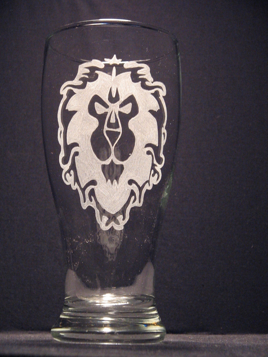 World of Warcraft Alliance insignia inspired Beer Pilsner Engraved Glass "PICK YOUR STYLE"
