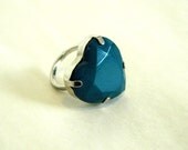 Chunky Cocktail Ring / My Blue Heart / Statement Costume Jewelry