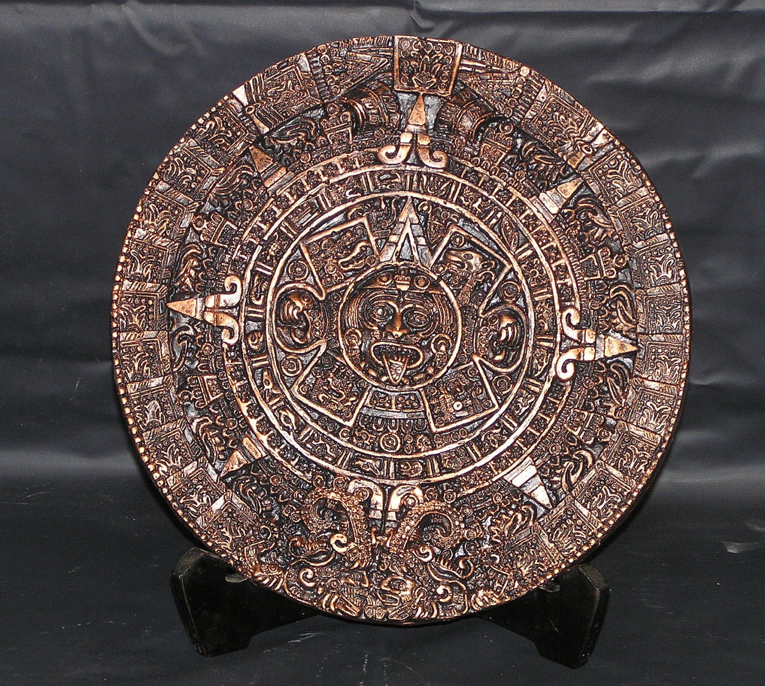 Aztec Calendar Onyx Copper 11 Inch Diameter By BisquePlus