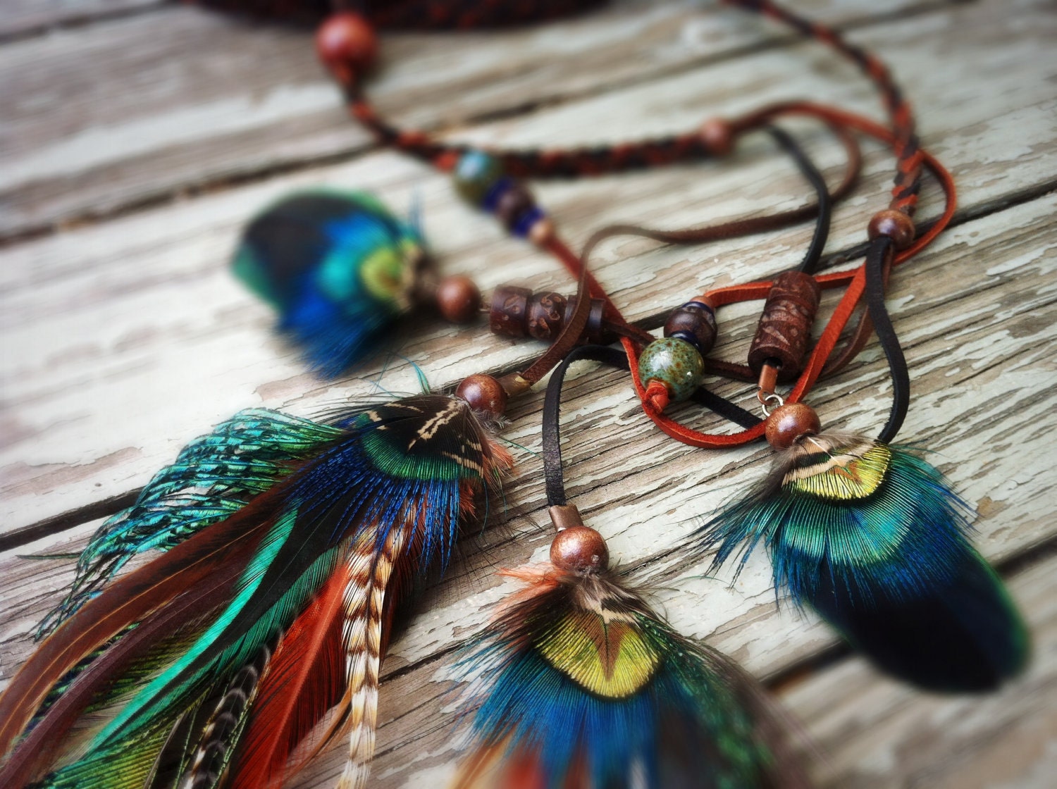 Wanna see my peacock feather and braided leather headband, belt, or lariat