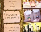 Instant Download Camp Out Birthday Printable Party Kit with Editable Text to personalize