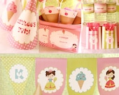 Instant Download Ice Cream Princess Birthday Printable Party Kit editable text