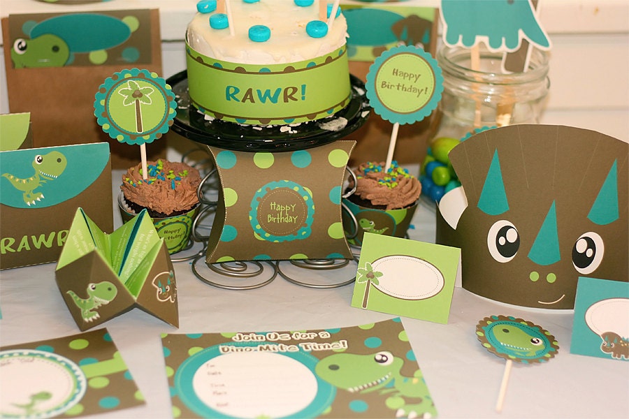Instant Download Dinosaur Birthday Printable Party Kit with Editable Text