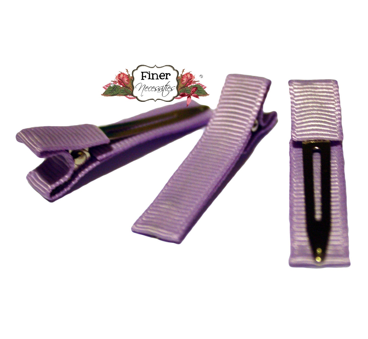 10 Lt Orchid Partially Lined Single Prong Alligator Clips Yama Ribbon--Ready to Ship