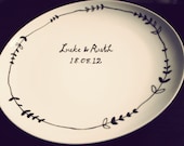Wedding gift plate hand drawn by Mr Teacup - personalised