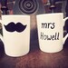 Personalised (with/without moustache) mugs - set of 2- perfect wedding gift