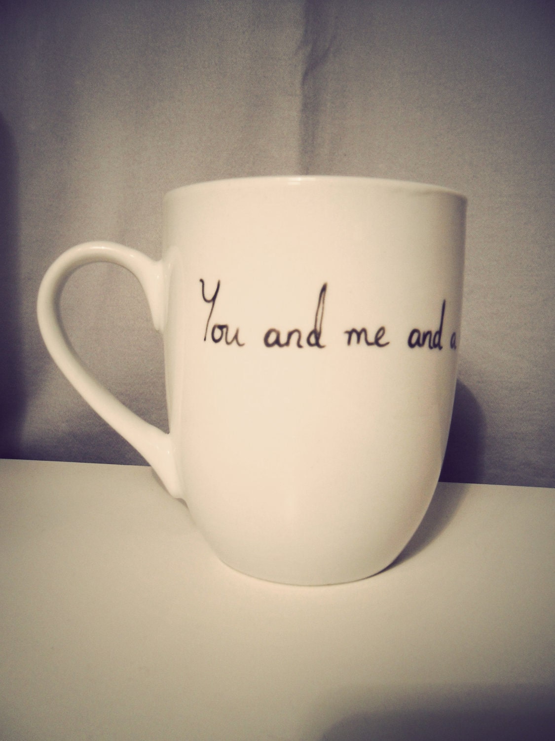 You and me and a nice cup of tea mug handdrawn by Mr Teacup