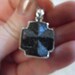 Custom Made Sterling Silver Staurolite Cross with Turquoise Cabochon - Double Sided Pendant
