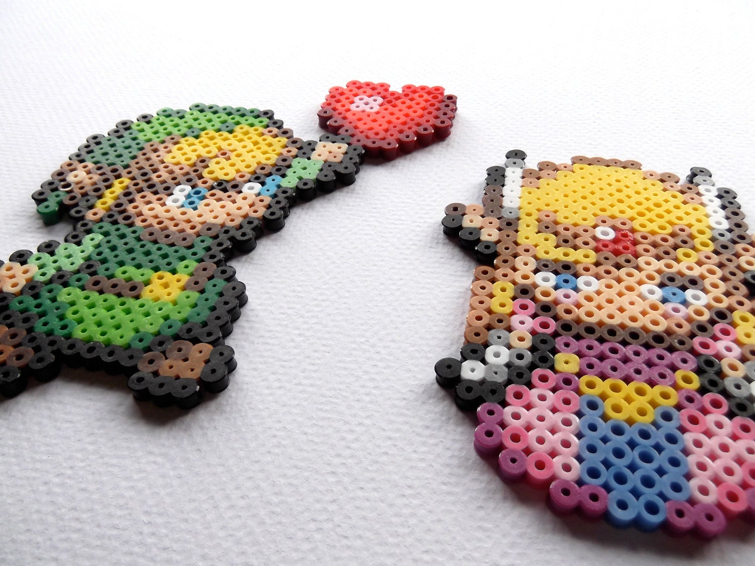 Link and Zelda Love v.2 - Legend of Zelda Pixelated Perler Bead Sprite Magnets