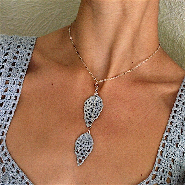 PDF pattern for Crocheted Leaves Necklace