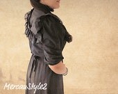 Vintage Navy Blue Prairie Belted Dress (sz m)