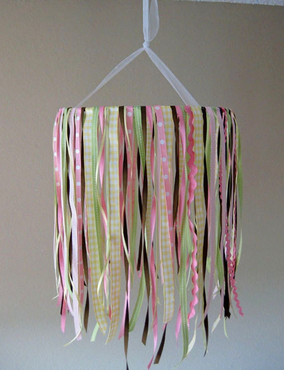 SALE- Ribbon Mobile: Pale Pink and Yellow Large Circle