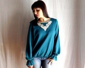 Teal long sleeve tshirt - tshirt long sleeved tunic top womens tshirt