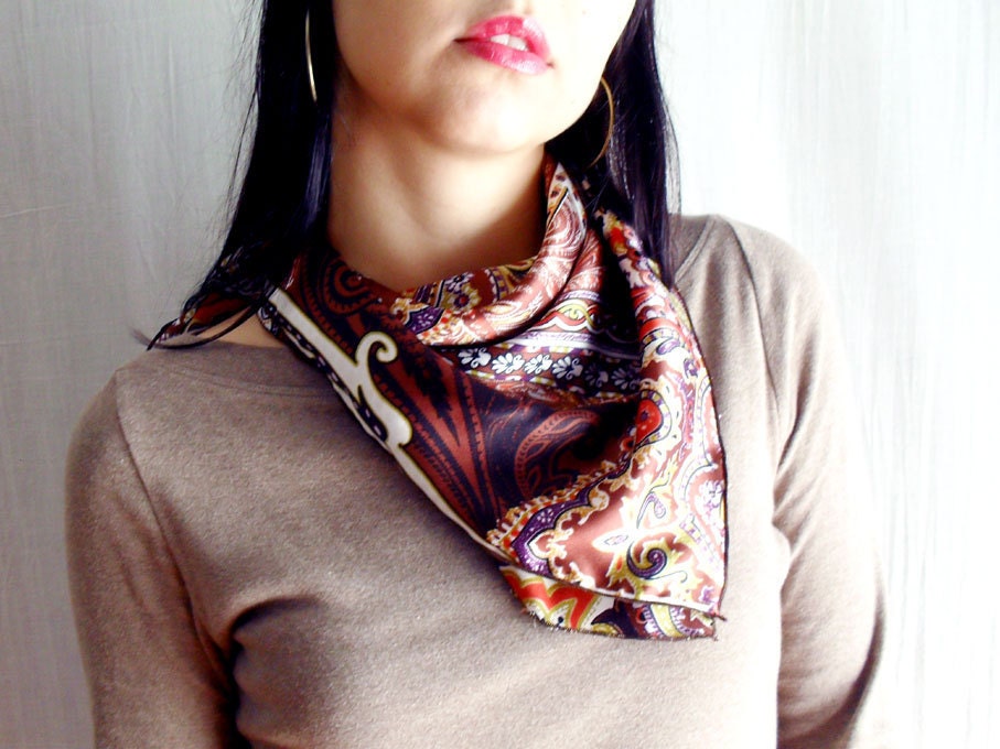 Gipsy bandana headband in satin - 70s Vintage inspired