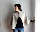 Beige poncho capelet in felted fabric
