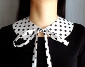 White polka dot detachable collar - peter pan collar white collars