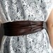 Brown obi belt in vegan leather - brown obi belt faux leather belt plus size obi belt