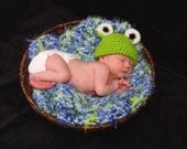 Adorable Crocheted Frog Hat - made to order in sizes newborn - toddler