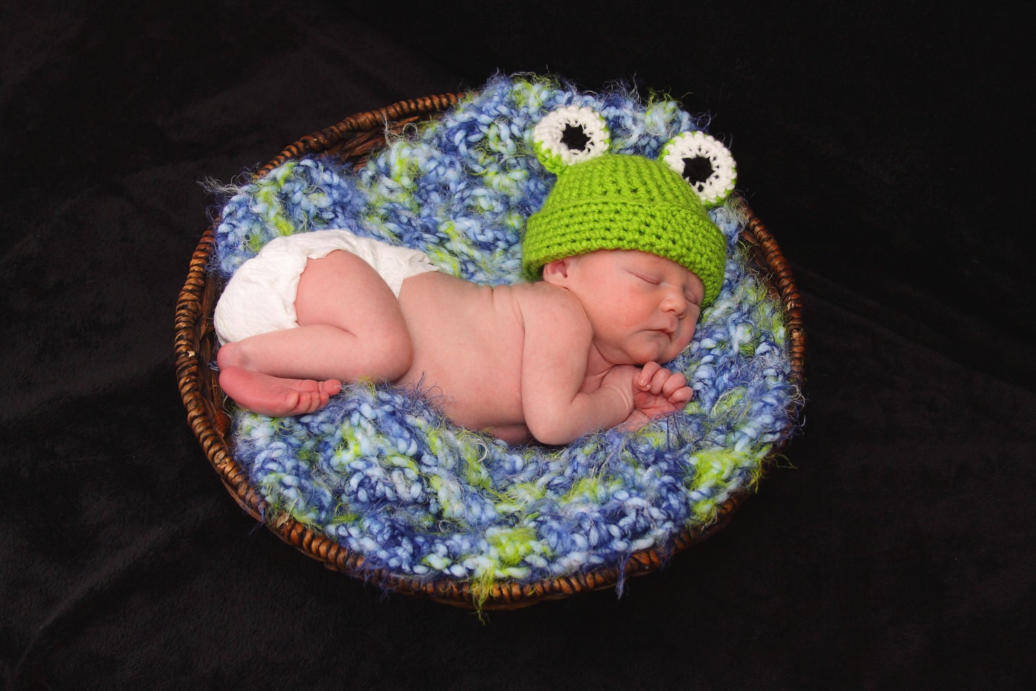 Adorable Crocheted Frog Hat - made to order in sizes newborn - toddler