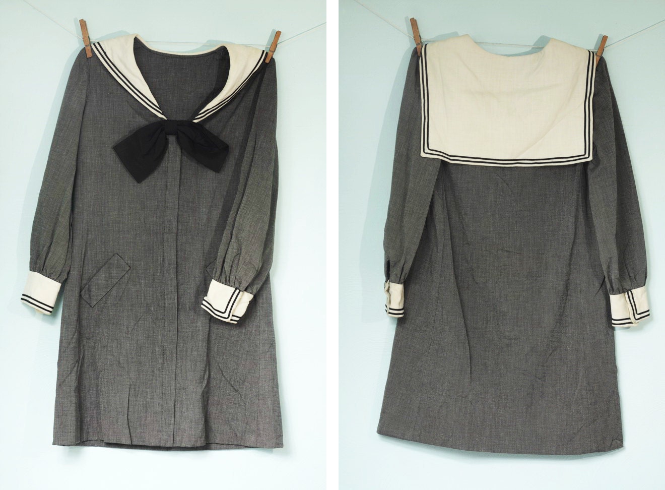 On High Seas - Vintage 1950s Black and White Sailor Dress by Jane Justin size small medium large