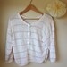 Vintage 1980's white and pink stripped crop top knit slouch sweater