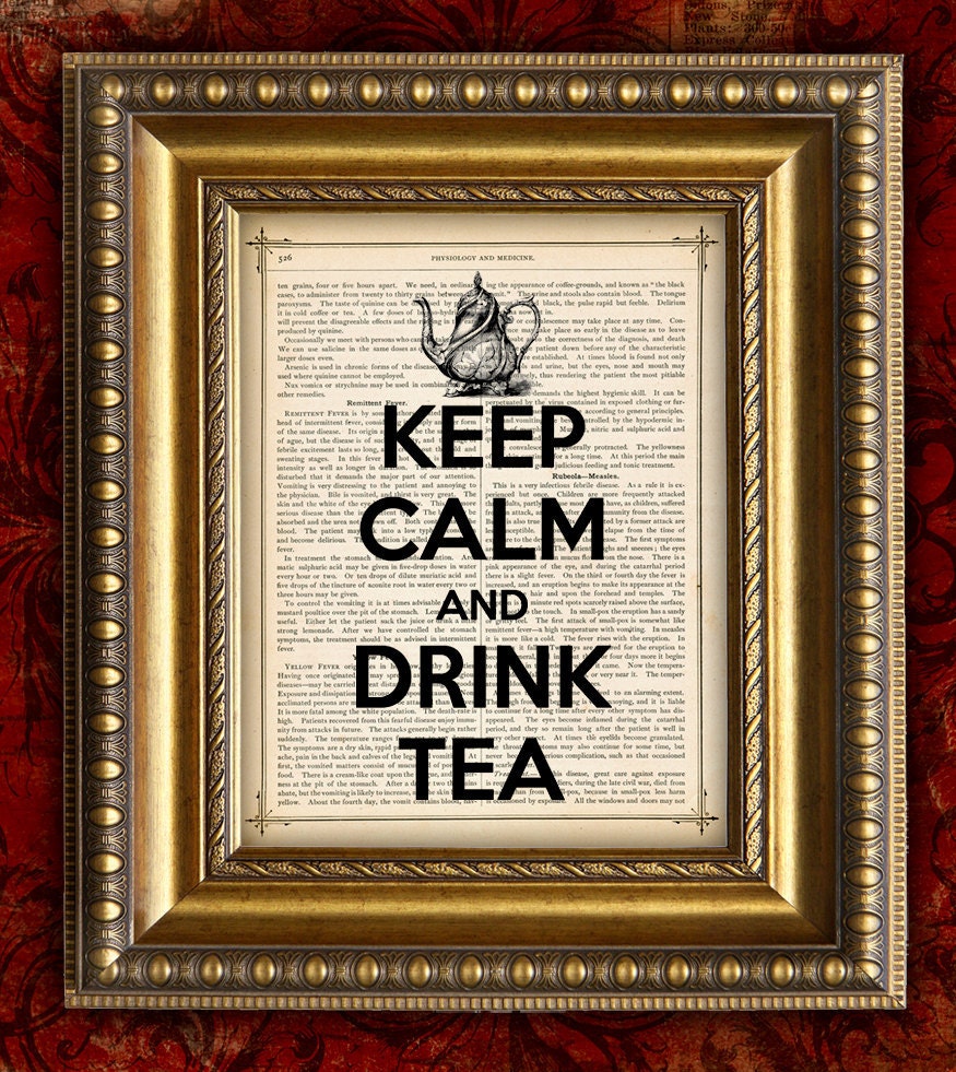 KEEP CALM and DRINK Tea Vintage Dictionary Page Art Print Book Page Art Print VIntage Art Print 8x10
