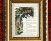 ALICE In WONDERLAND Vintage Dictionary Art Print Alice Cheshire Cat Home Decor Wall Decor Book page print 8x10